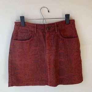 BDG Urban Outfitters Red Snakeskin Denim Skirt